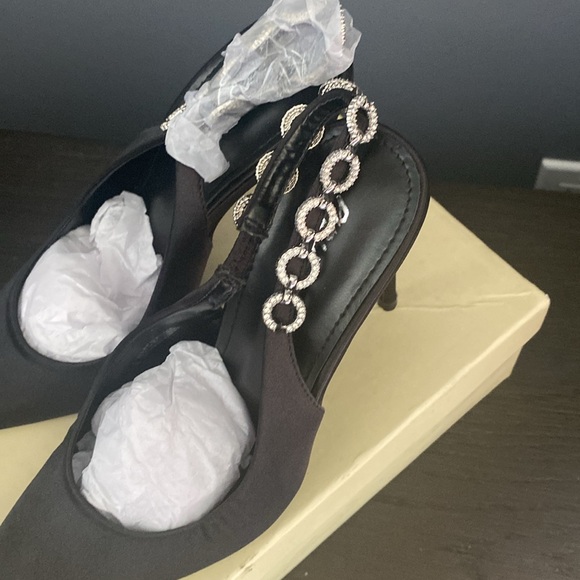 BNIB Public Desire Leanna Black Satin Pump 6 - Picture 7 of 7